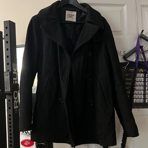 Mens Small Black Pea coat Old Navy